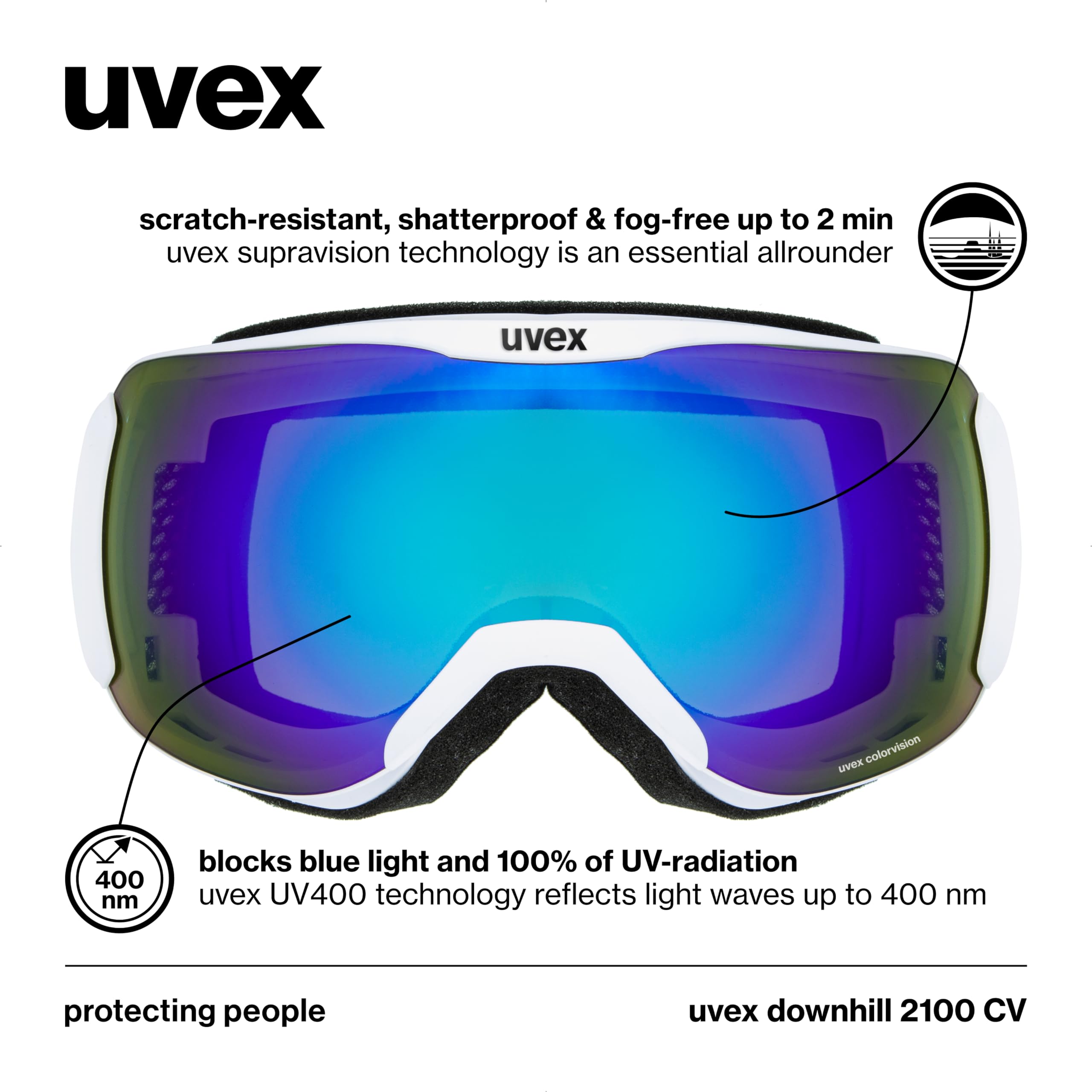 Uvex Unisex – Erwachsene Downhill 2100 Cv gogle narciarskie (1 szt.)
