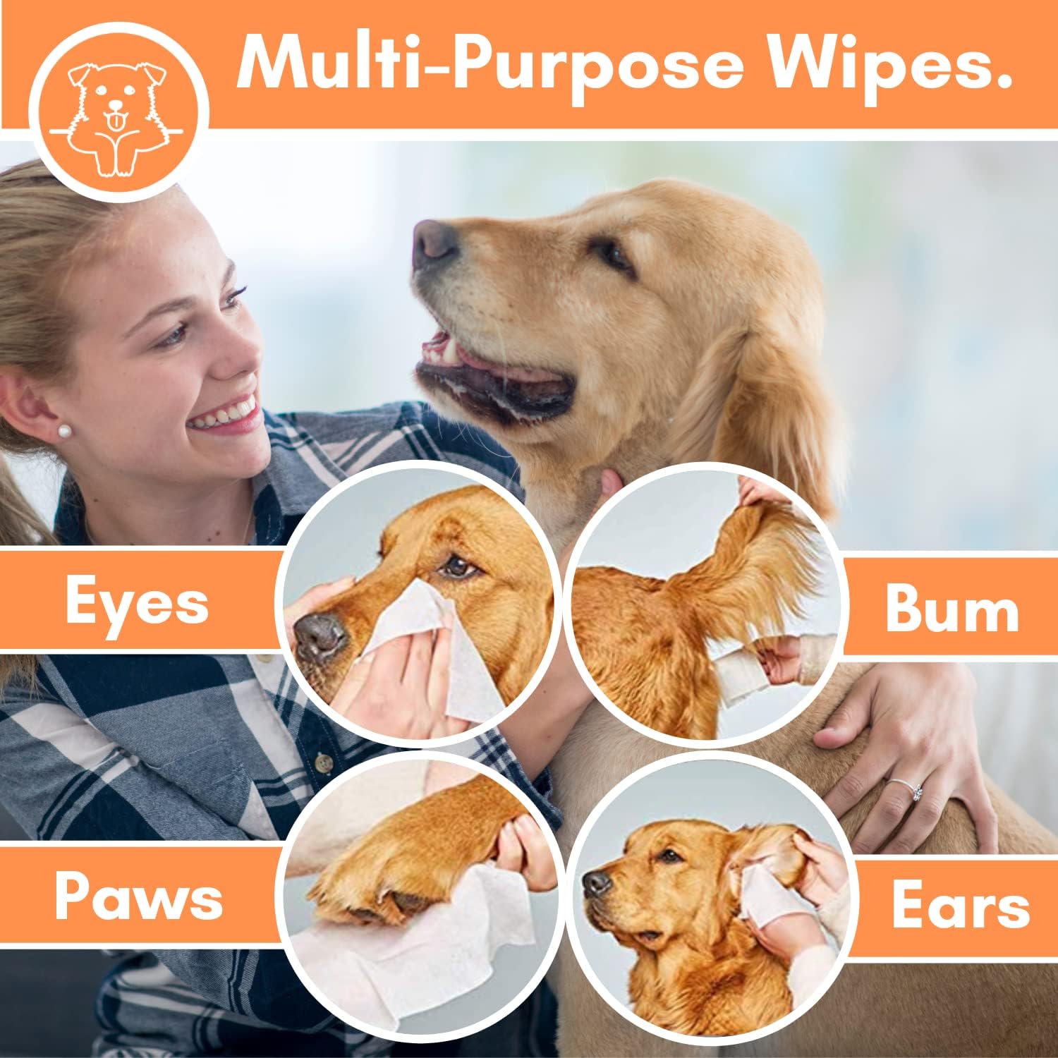 Dog Grooming Wipes Gentle Baby Powder Scent Quick & Easy Cleaning