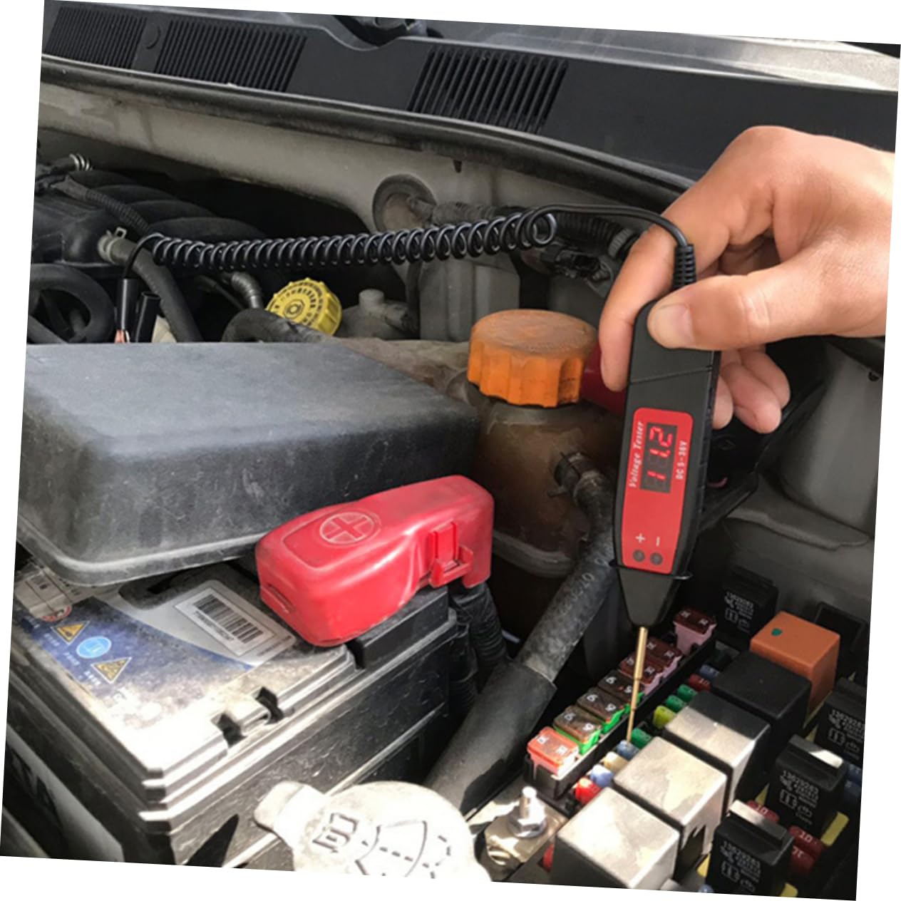 Angoily 5stücke Lcd Spannungsprüfer Tragbarer Elektrischer Tester Für Kfz Und Elektrowartung Mit Erweiterbarem Kabel Und Präziser Messung