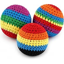 Hand-Made Knitted Hacky Footbag Set,Crochet Kick Bags for Adults Colorful Juggling Foot Balls for Beginners Outdoor Toss Game Foot Bag Pack