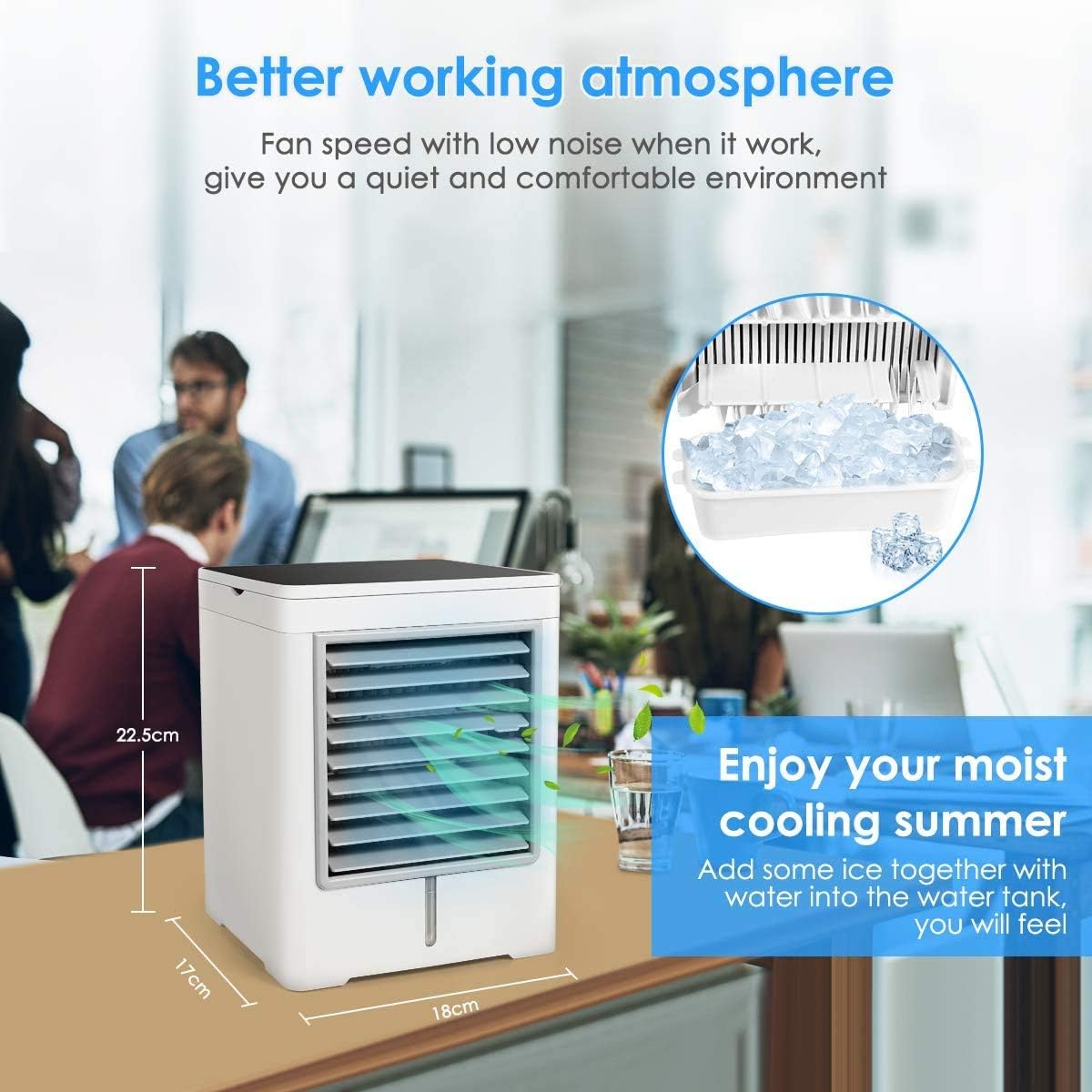 Personal Air Cooler, Portable Evaporative Conditioner with 3 Wind Speeds Touch Screen Small Desktop Cooling Fan, Mini Air Conditioner Fan for Home, Bedroom Room, Office, Dorm, Car, Camping Tent