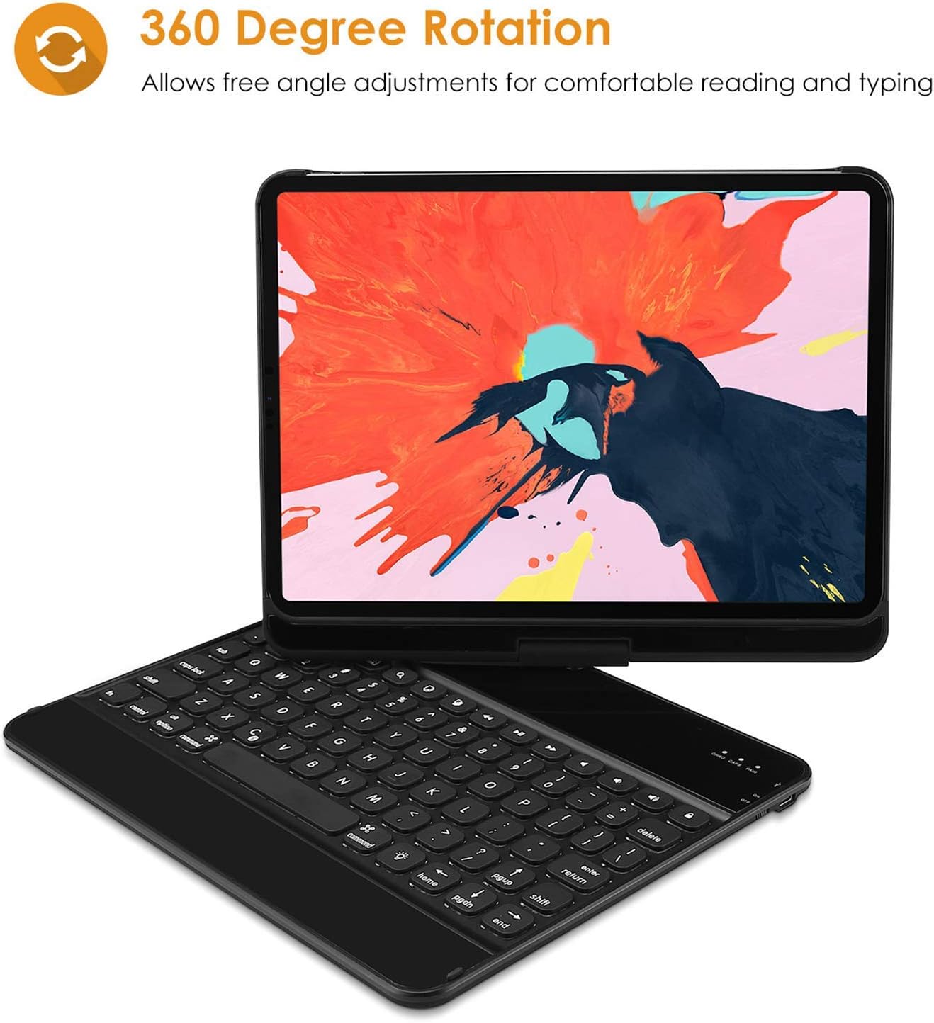 Best Deal Product ProCase iPad Pro 11 Keyboard Case 2018 [Old Model] [Support Apple Pencil Charging], 360 Degree Rotation Swivel Cover Case with Wireless Keyboard for Apple iPad Pro 11 Inch 2018 Release -Black