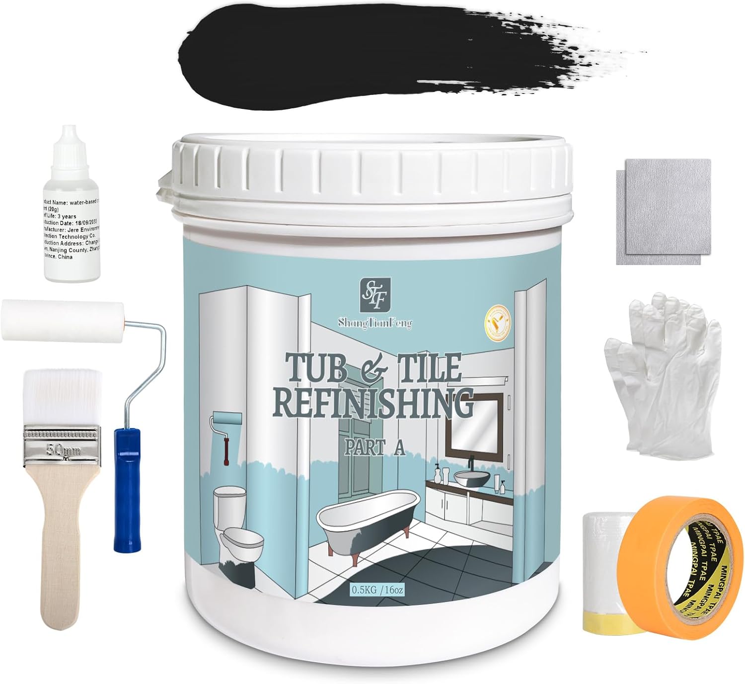 Amazon.com: Black Ceramic Tile Paint Bathtub Paint Sink Paint Refinishing Kit, Easy of Use Tub ...