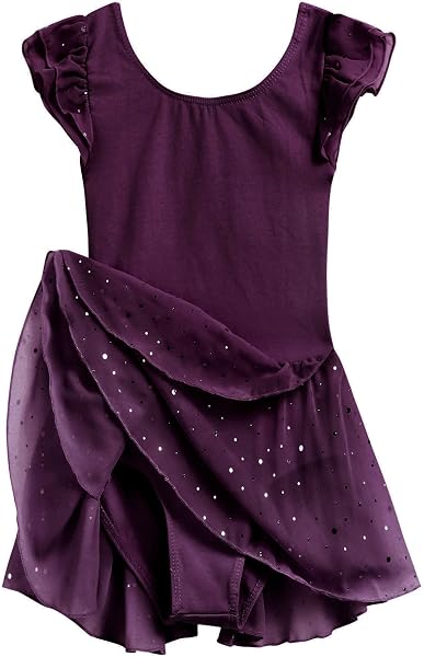 trudge Justaucorps de ballet pour fille - Manches courtes/manches longues - Coton - Justaucorps de danse avec jupe tutu - 5