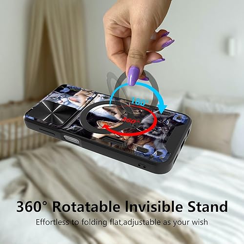 Miniatura 3 de Funda para Moto G 5G 2023 con cubierta deslizante para cámara y protector de pantalla, soporte de anillo giratorio de 360 integrado, soporte de
