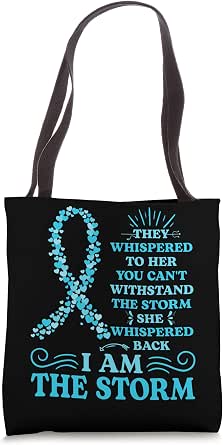 CafePress My Battle Too Ovarian Cancer Canvas Tote Bag - Reusable Natural Shopping Bag