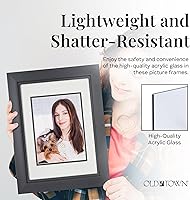 Vista 6 de Old Town Portarretratos de diseño, marco de fotos de 11 x 14 pulgadas, paquete de 2 con parte trasera de terciopelo de lujo y tapete extraíble de 8