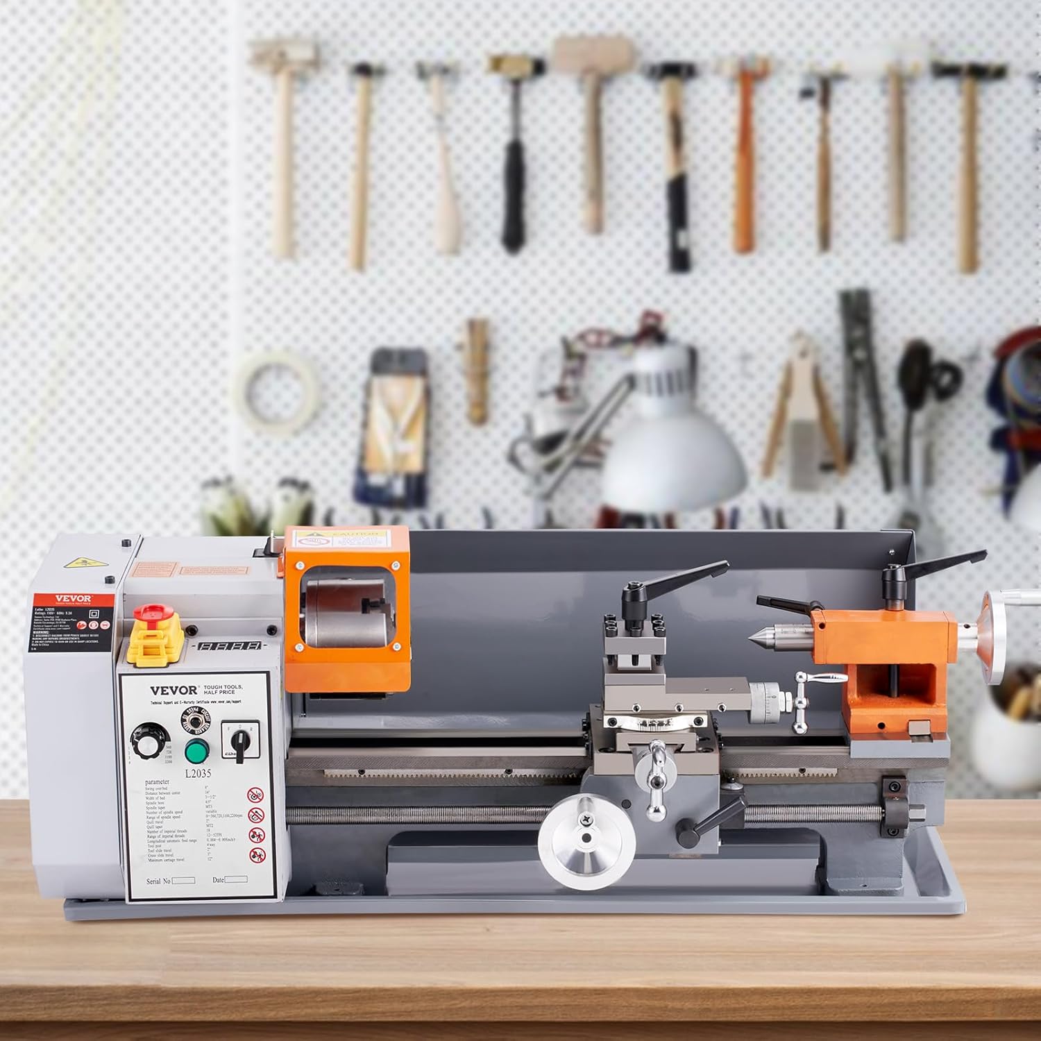 VEVOR Benchtop Metal Lathe, 7.87 x 13.78 in, Precision Power Metal Lathe Machine, with 50-2500 RPM Continuously Variable Speed, Metal Gears, 600W Brush Motor, Tool Box, for Processing Precision Parts