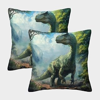 Dinosaurioioios de Salta Cojín Almohada 3D Megafauna Suave Al Tacto,sofá Silla Muebles para El Hogar 50x50cm 2 Paquetes