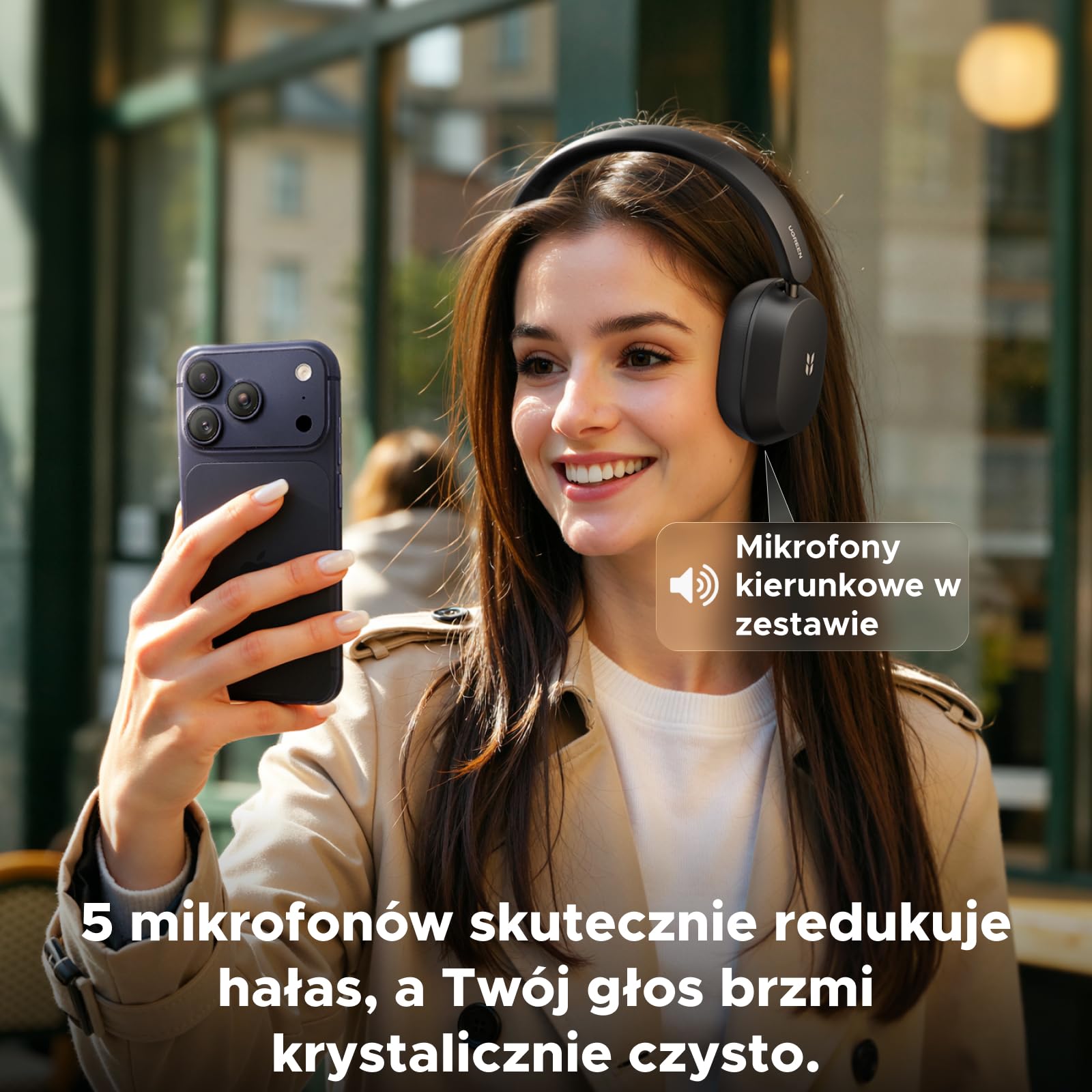 UGREEN HiTune Max5s Bluetooth Over Ear z -45 dB Hybrid-ANC | bezprzewodowe bluetooth z LDAC, Hi-Res Podwójne złoto i LDAC, 112h baterii, 5-mikrofon AI-ClearCall, Lekka konstrukcja