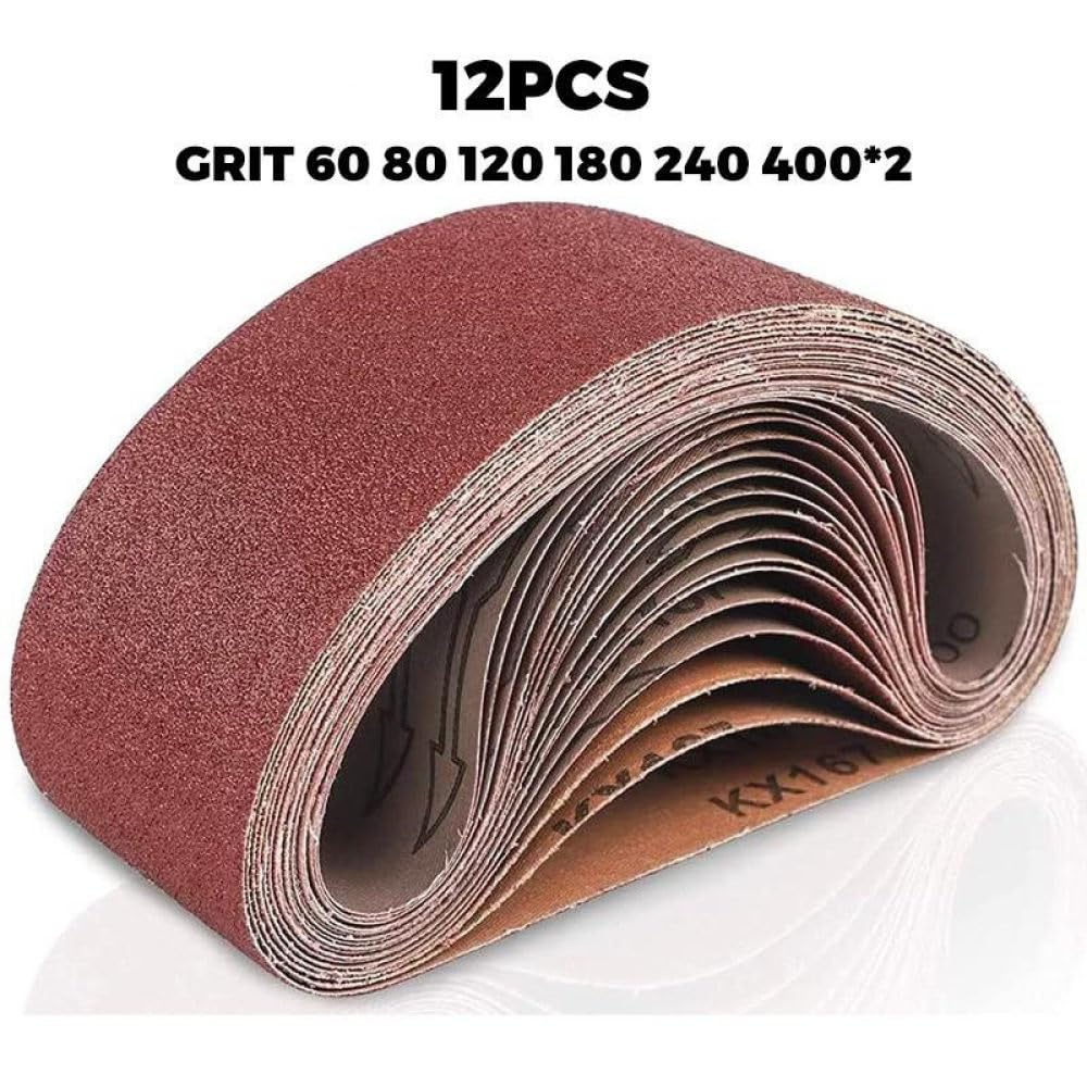 Nastro abrasivo, 12 Nastri abrasivi in ​​zirconio Rosso 75x533 mm 80 120 180 240 400 Levigatrice in allumina a Grana Mista Accessori for Utensili abrasivi, 12 Pezzi Rosso, 75 * 533 mm