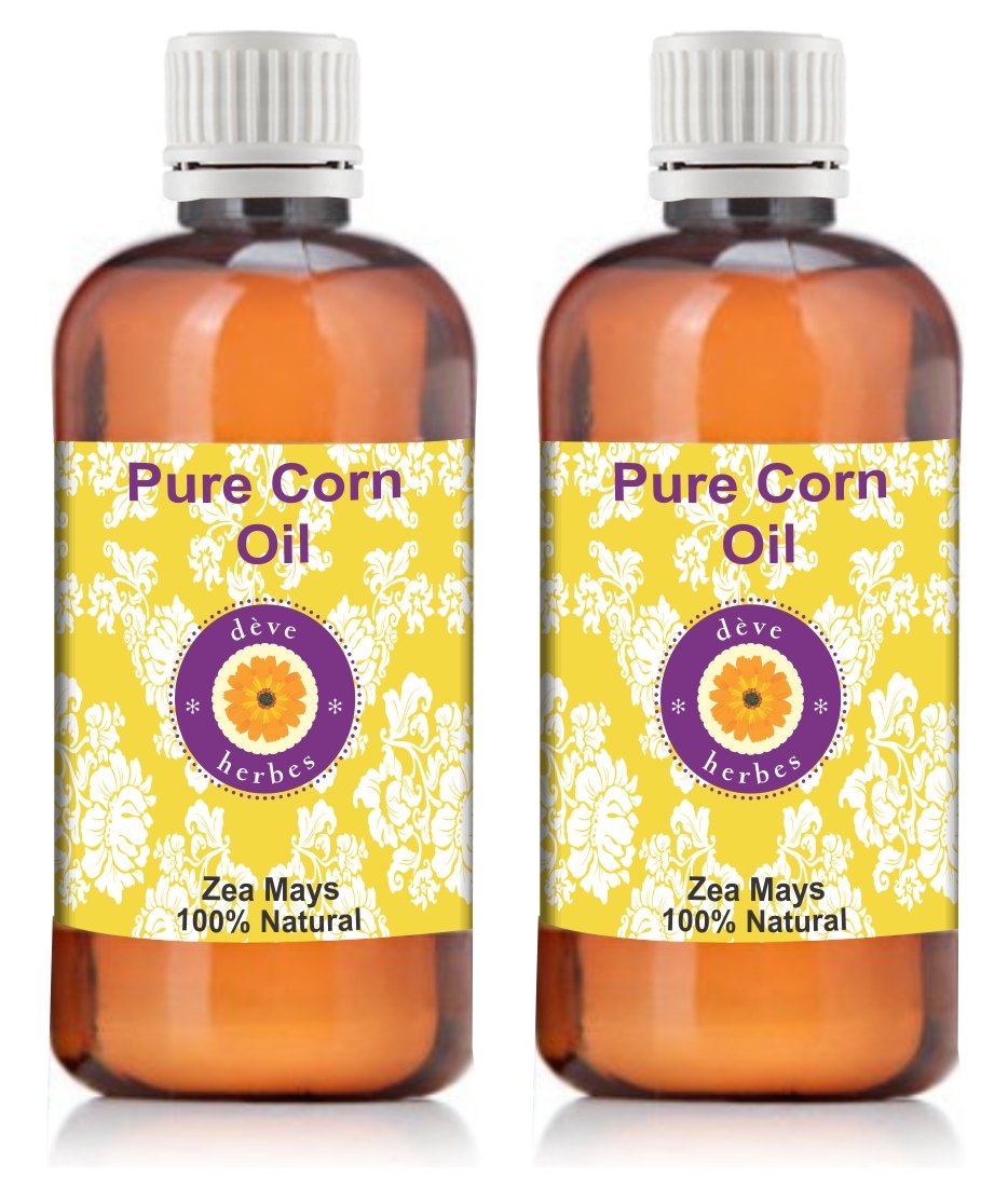 Deve Herbes Pure Corn Oil (Zea mays) | Cold Pressed | Natural | Undiluted | For Diluting Essential Oils | For Skin & Massage | Men & Women | 100ml X 2