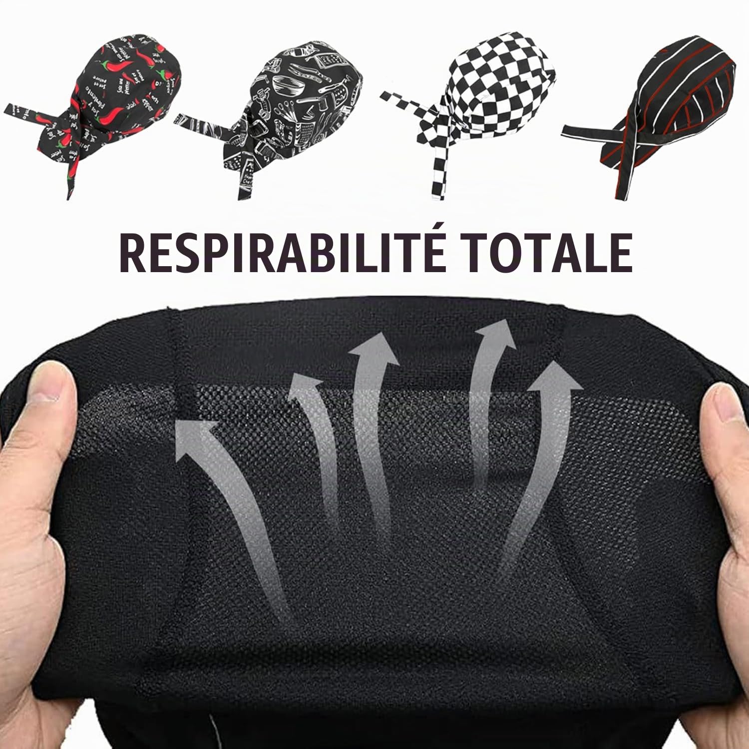 8 Pièces Bonnet De Cuisine En Coton, Homme Femme Chapeau De Chef, Toque De Cuisinier, Chapeau Bandana Unisexe Toque, Toque De Cuisinier Ajustable Pour Cuisine Hôtel Restaurant Barbecue