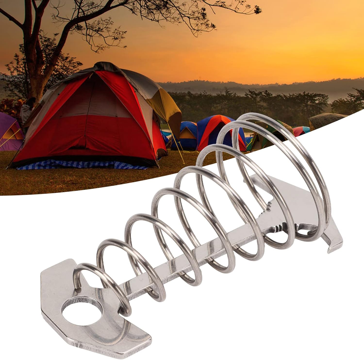 2pcs Spring Buckle Ground Anchors, Aluminum Alloy Deck Tie Down Pegs, Outdoor Tent Rope Fasteners and Camping Hooks