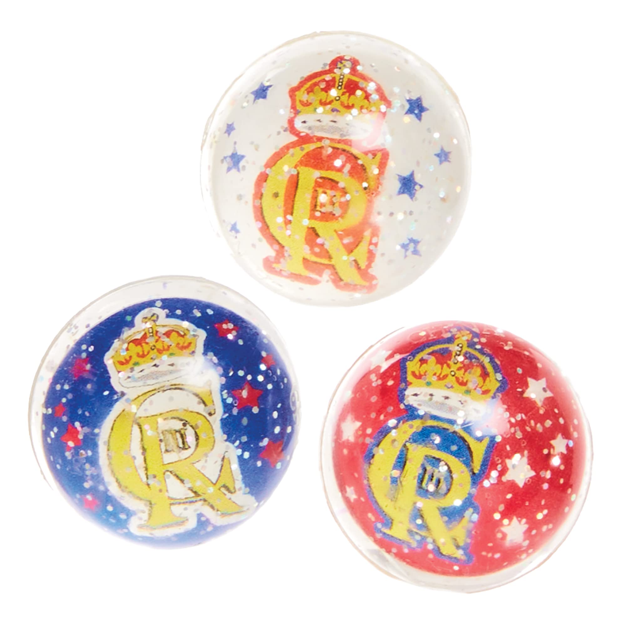 Baker Ross CN120 Kings Coronation Jet Balls - Pack of 12, Bouncy Balls for Kings Coronation Parties and Party Bag Fillers