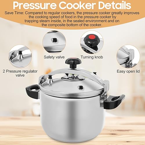 Miniatura 4 de Recipiente a presión de acero inoxidable de 27.5 cuartos de galón, gran capacidad, abrazadera de olla a presión comercial, válvulas dobles para uso