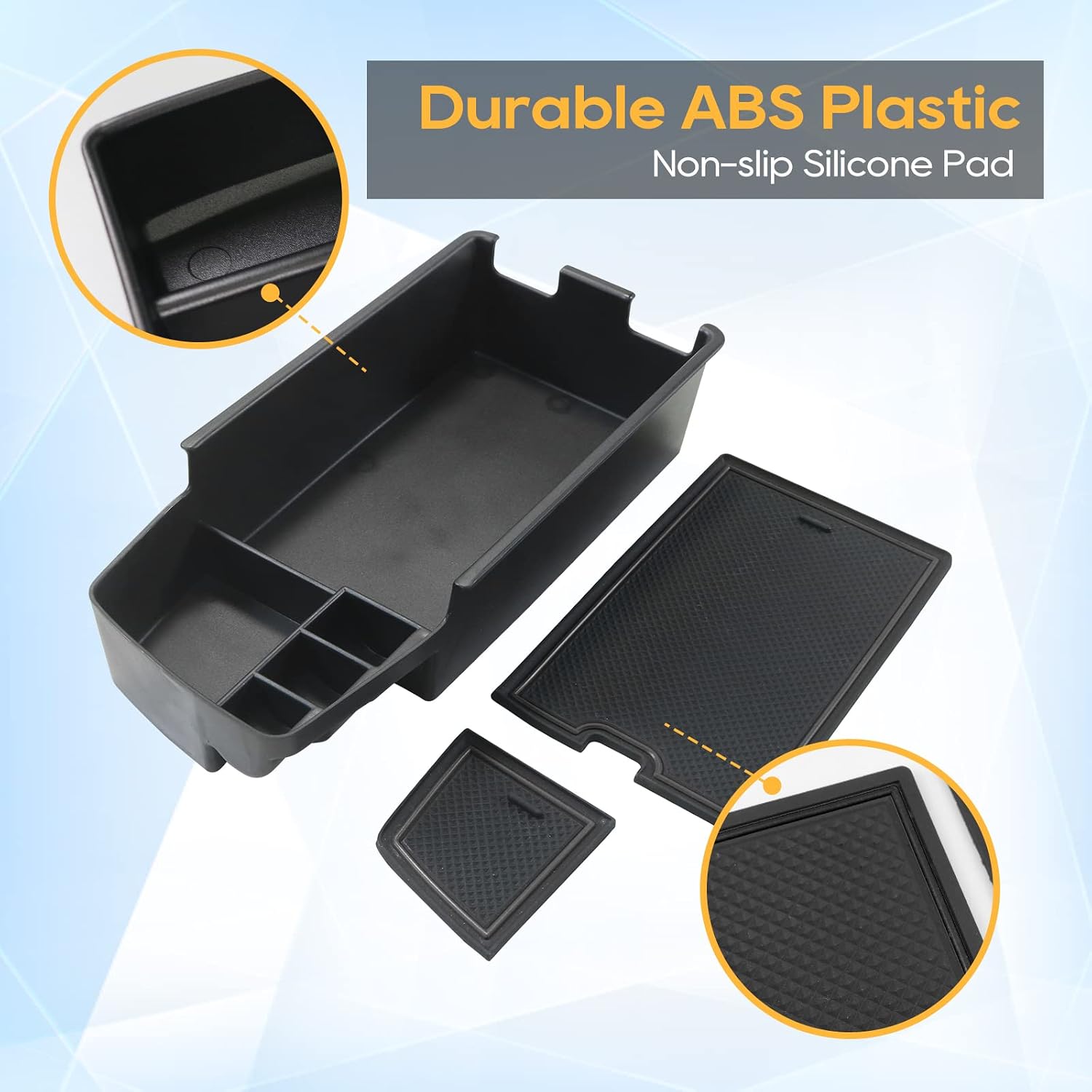 LFOTPP Center Console Organizer for 2022 Chevrolte Bolt EV EUV Armrest Center Console Organizer Tray Accessories with Coin and Sunglasses Holder Secondary Insert Storage Box (Black)