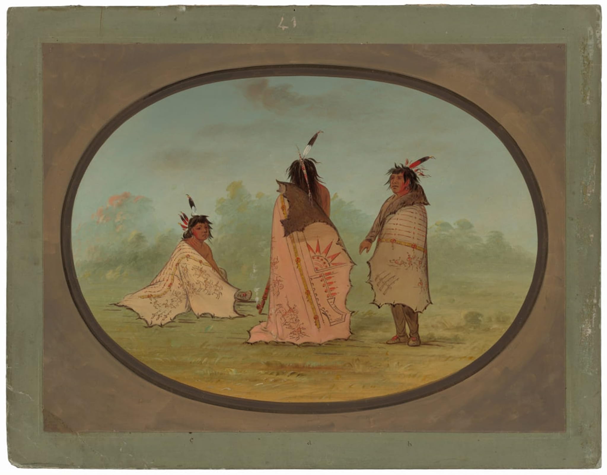 ARTXLXXBN Famous Art Print Poster Vintage Wall Art Three Blackfoot Men by George Catlin Canvas Art Poster for Home Decor 60x90cm