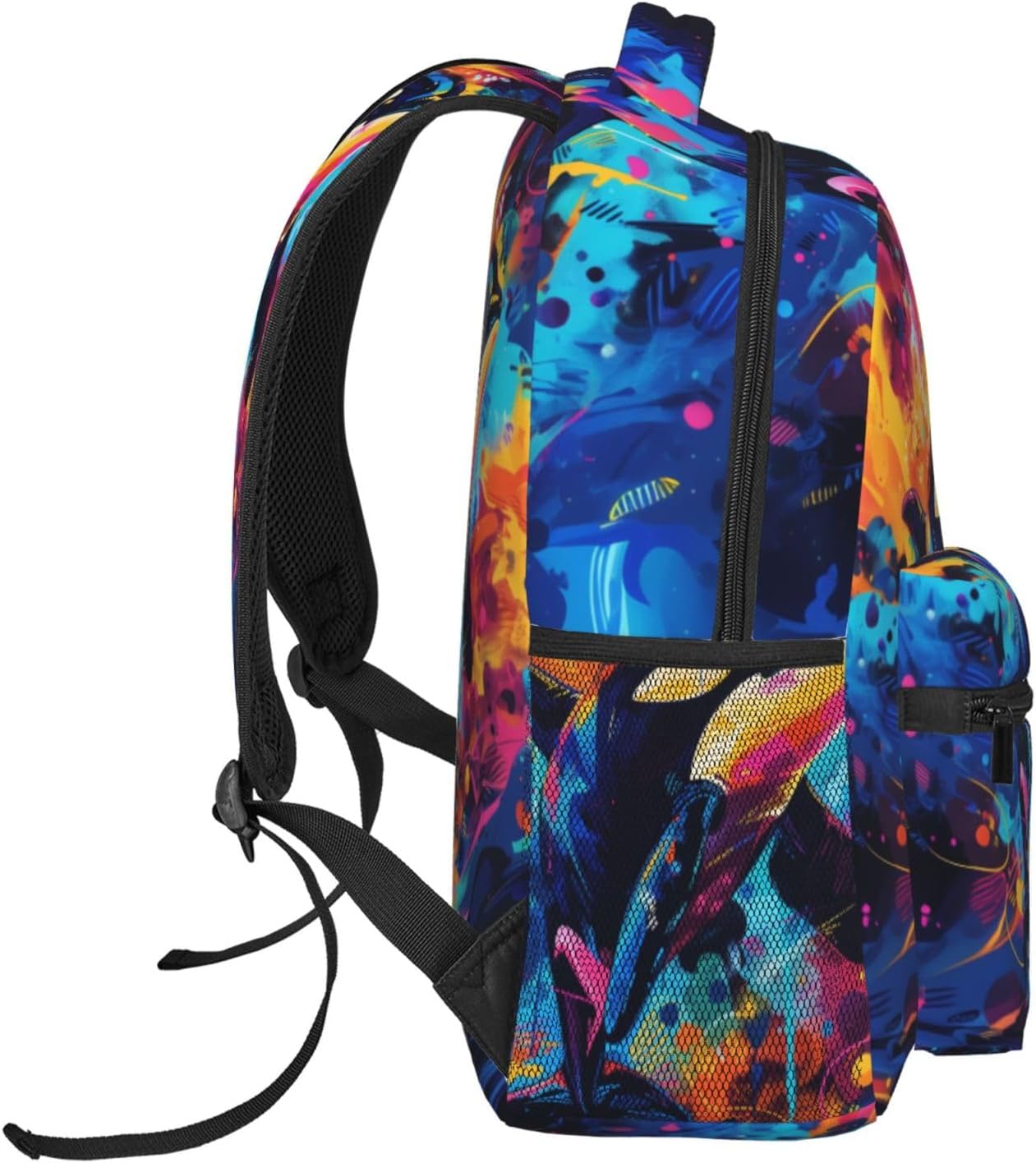 Colorful Whale Backpack, Lightweight Polyester Travel Work School Camping Daypack, Vibrant Back Pack, Marine Life Orca Backpacks, Book Packs Gifts for Kids Girls Boys, 11.4×5.9×15.7 Inch
