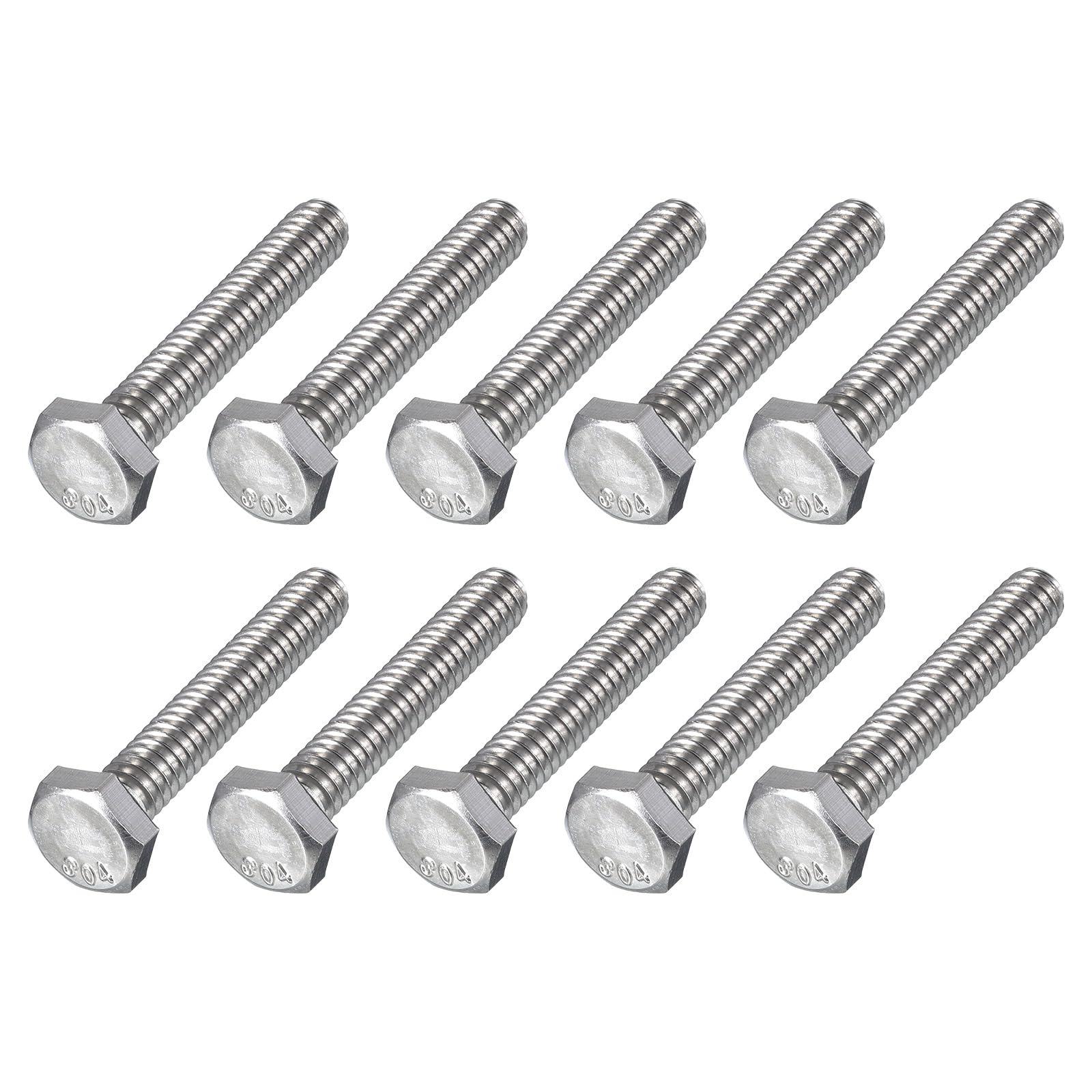 METALLIXITY Hex Head Bolts (1/4-20 x 1-1/2") 40Pcs, 304 Stainless Steel 18-8, Fully Threaded, External Hex Drive