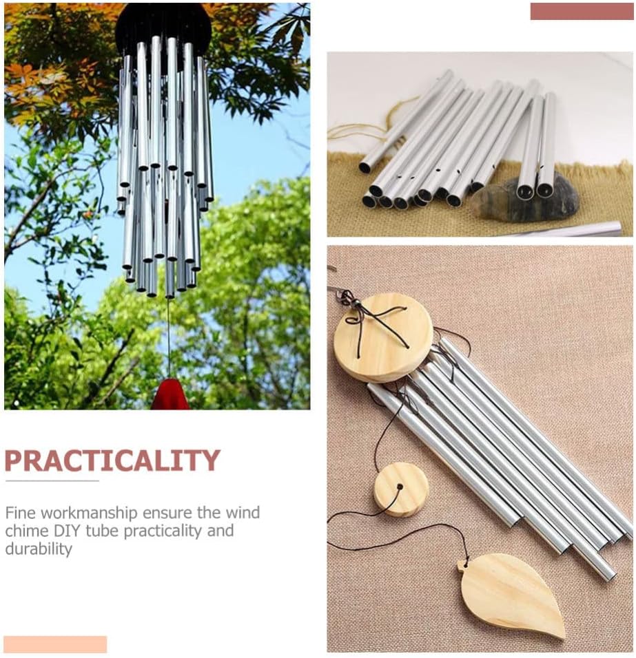 Yardwe 10Pcs Aluminum Wind Chime Tubes 0.39X6.29 Inch DIY Craft Supplies for Garden Patio Outdoor Hanging Decor