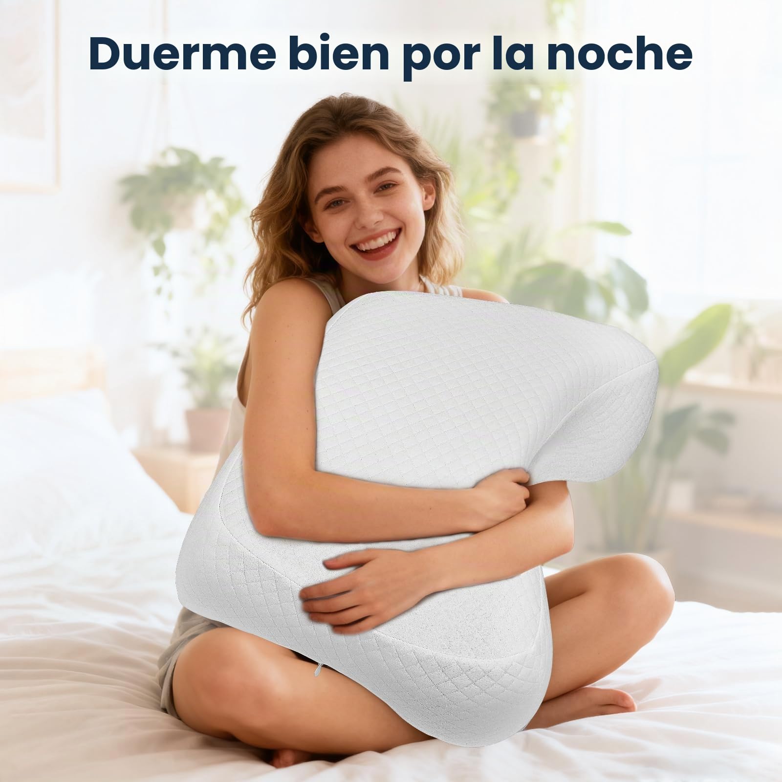 Almohada para dormir de lado con abertura para el brazo, almohada ortopédica ergonómica para el cuello con 3 aberturas para brazos, almohada de espuma viscoelástica para el cuello, para