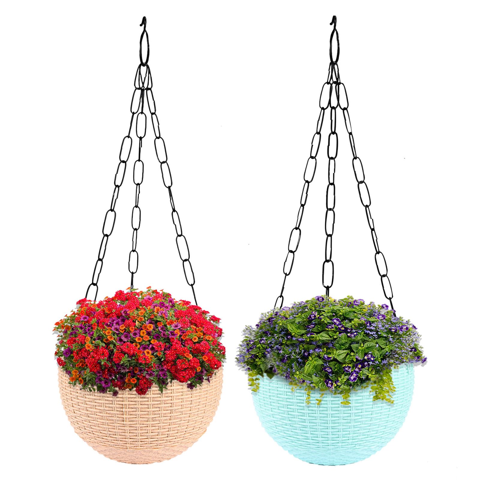Kuber Industries Pack of 2 Hanging Flower Pot | 7 Inch | Hanging Pot for Home-Lawns & Garden | Hanging Flower Pot for Living Room | Flower Planter for Balcony | Marble Euro | Beige & Mint Green (B0D5GSMZ8F) Amazon Price History, Amazon Price Tracker