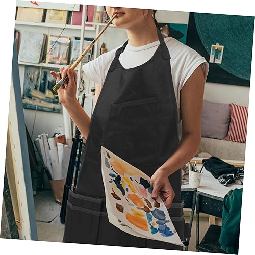Miniatura 7 de Unomor Adjustable Art Apron for Artists Protective Painting Tool Storage Apron in Black Size S Waterproof and Chemical Resistant for Creative