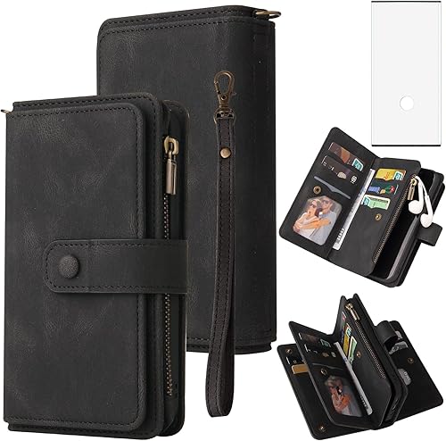 Asuwish Funda de teléfono para Samsung Galaxy Note 10 5G con protector de pantalla de vidrio templado y correa para la muñeca, soporte para tarjeta