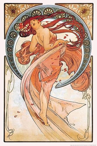 Alphonse Mucha Painting Dance Dancer Poster 1898 Pintor bohemio checo de los años 1900 Art Nouveau Vintage Cool Decoración de pared Póster de