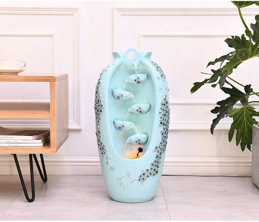 Flash Sale NYKK Outdoor Tabletop Fountain Cascading Indoor Decorative Fountain 23.6 High Fountain with LED Lights Office Living Room Humidifier Indoor Relaxation Desktop Fountain