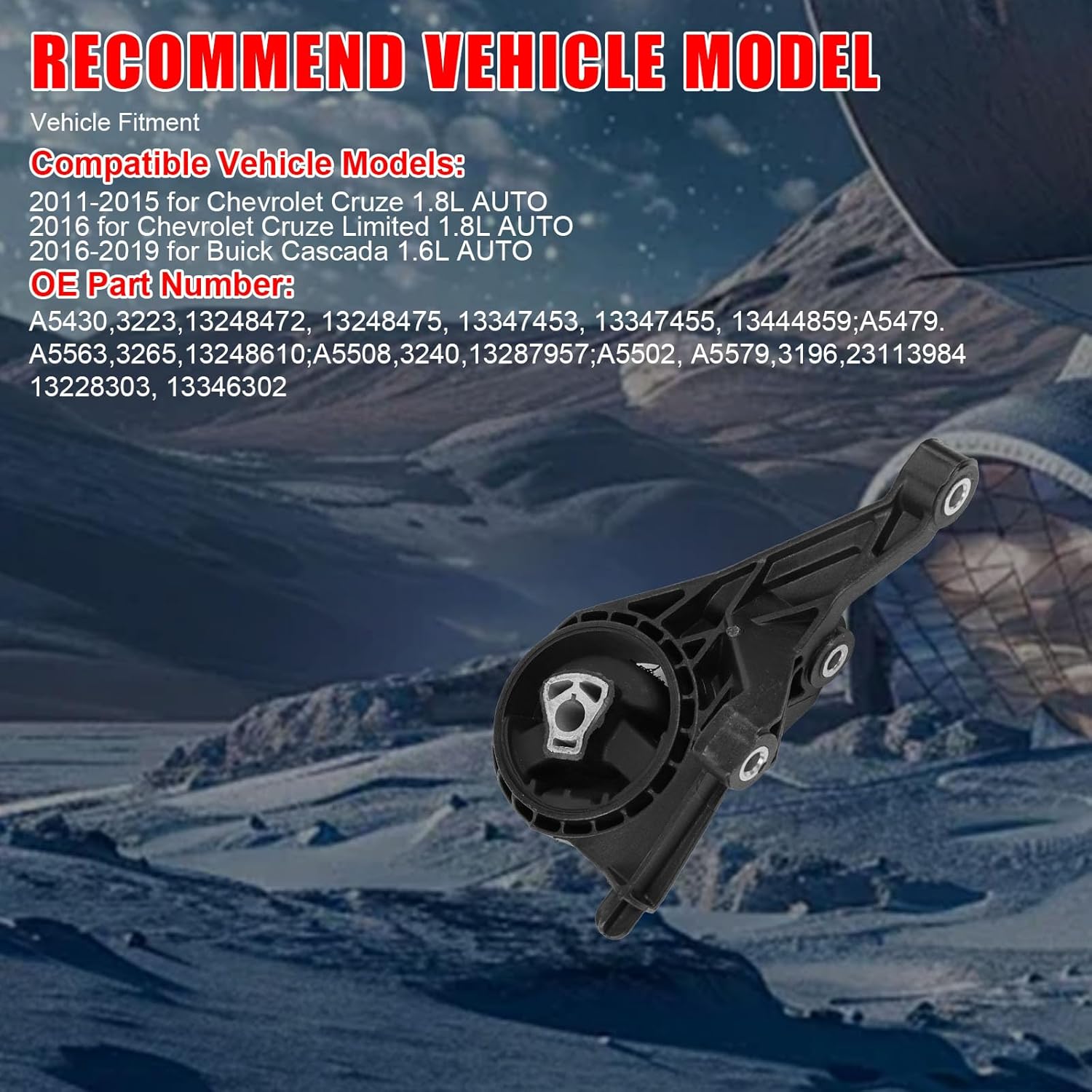 4 Pcs Engine Motor Mounts Set - Compatible with Chevrolet Cruze 2011-2016, Cruze Limited 2016 & for Buick Cascada 2016-2019, 1.6L 1.8L, Auto Transmission, Replace OE# A5430, A5479, A5508, A5579