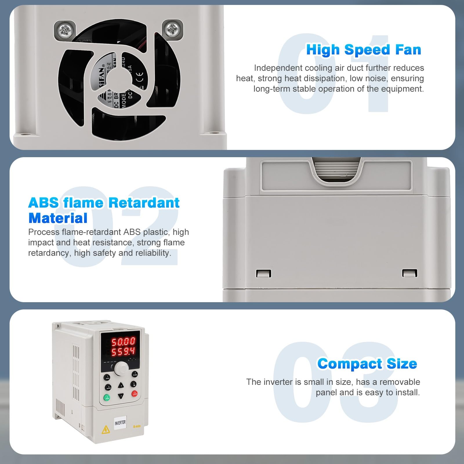 DEWIN Variador de Frecuencia Monofasico a Trifasico 1.5KW, Convertidor de Frecuencia Solar Fotovoltaico 220V Entrada monofásica 220V Salida trifasico VFD Inversor del Ventilador de la Bomba de Agua