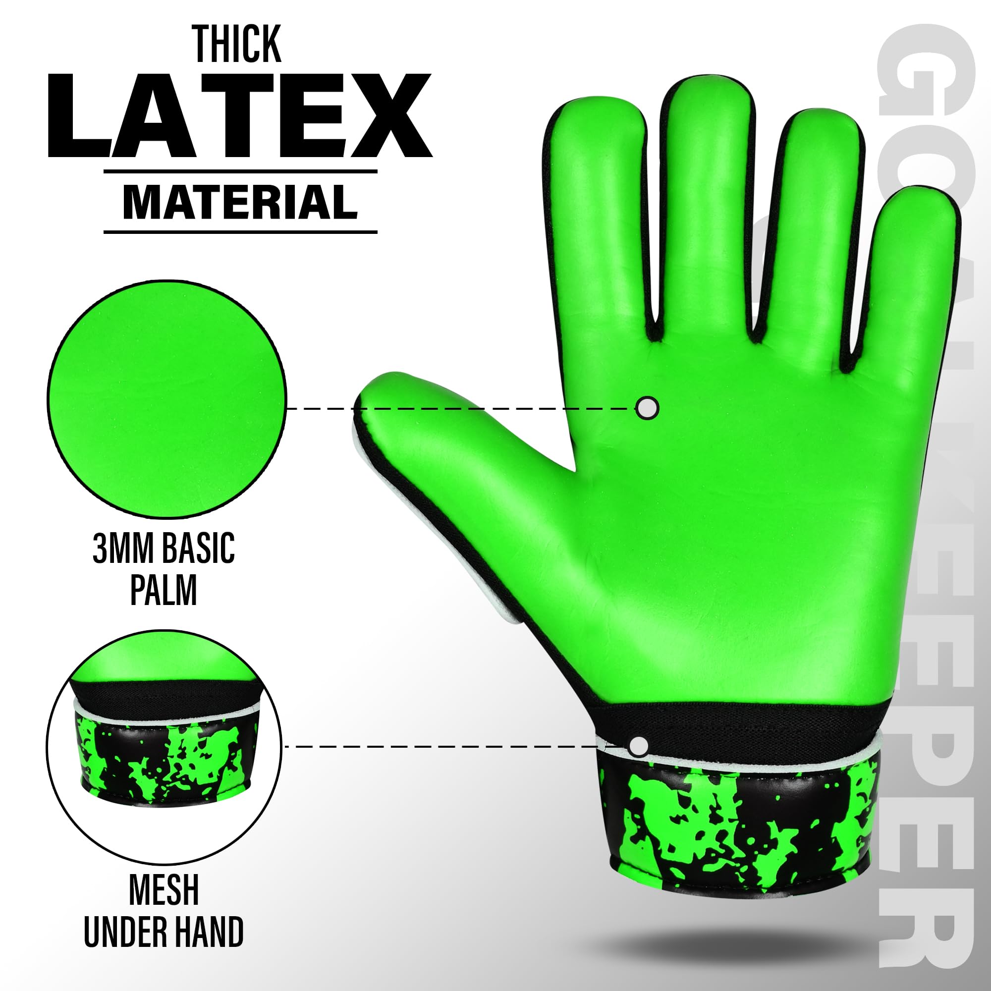 SAWANS Guanti da portiere da calcio per ragazzi, bambini, ragazzi, adulti, guanti da portiere con presa forte, palmo con supporto per il polso, antiscivolo