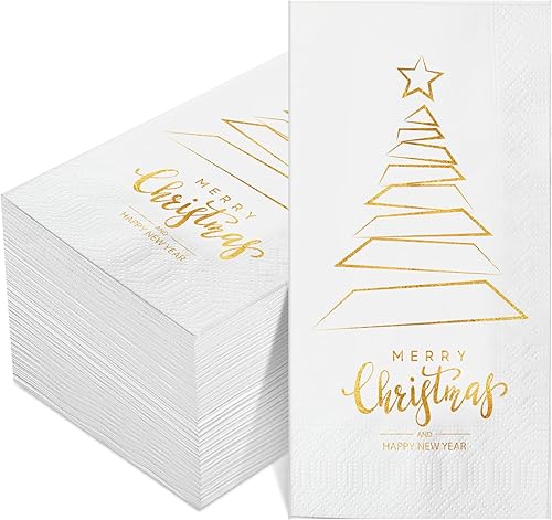 120 servilletas de Navidad desechables de papel de Navidad, toallas desechables de Navidad, servilletas de cena de Feliz Navidad, diseño para