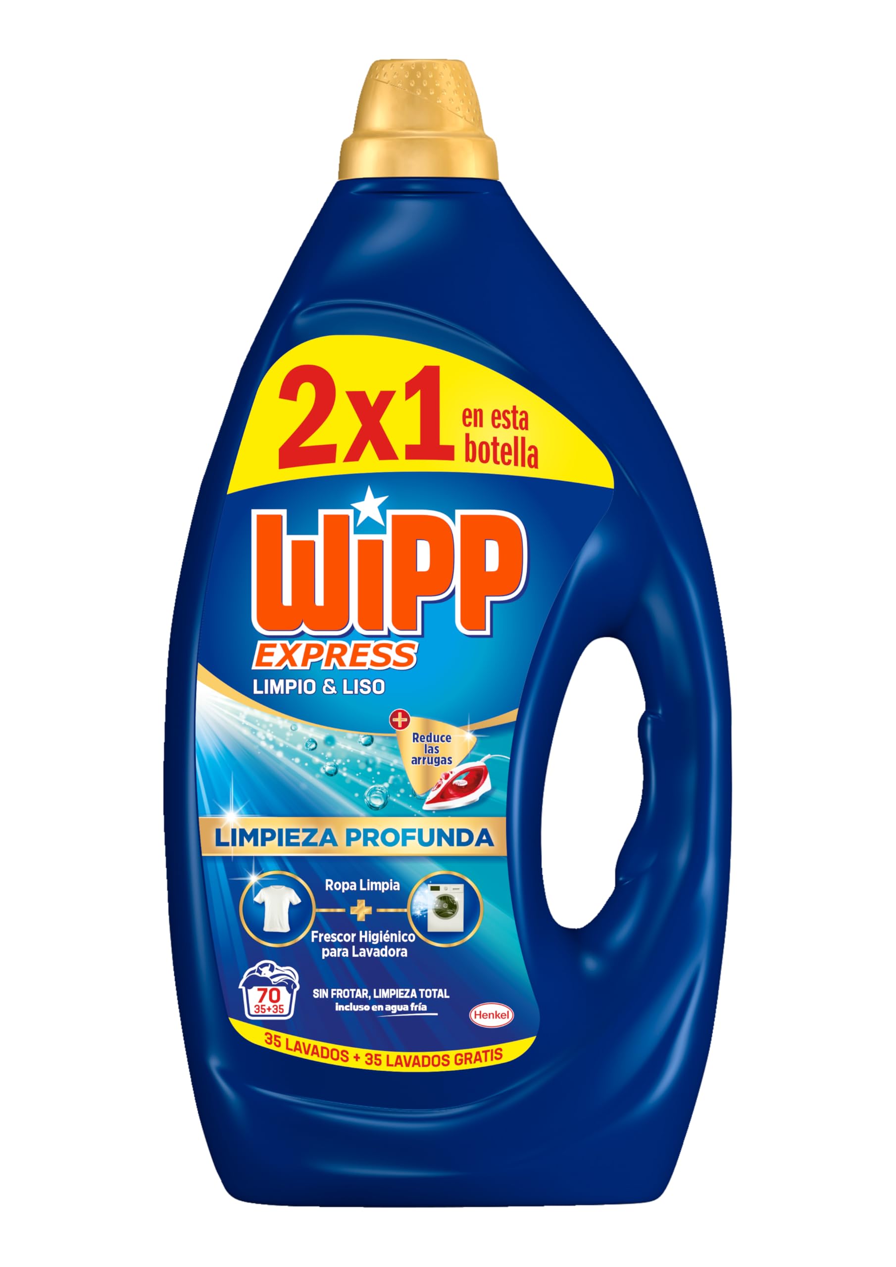 Wipp Express Limpieza Profunda Gel Limpio & Liso (3 x 3150 ml), detergente lavadora líquido que reduce las arrugas, detergente con fórmula quitamanchas ropa apto para agua fría