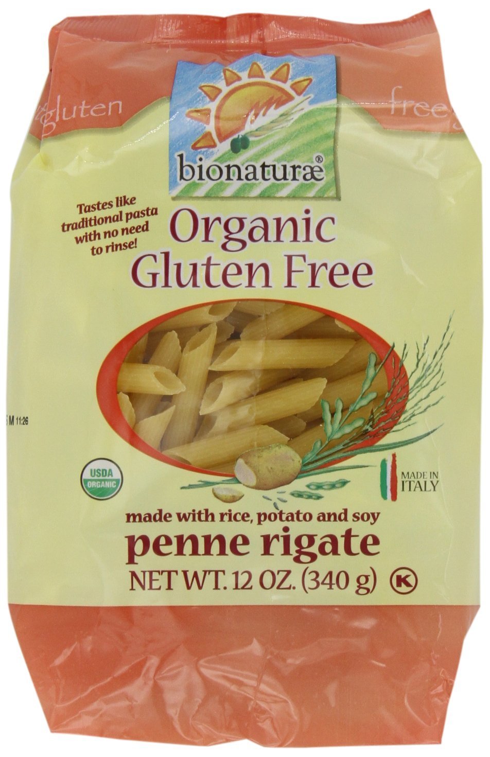 Bionaturae Organic Penne Rigate Pasta Gluten Free ( 12x12 OZ)