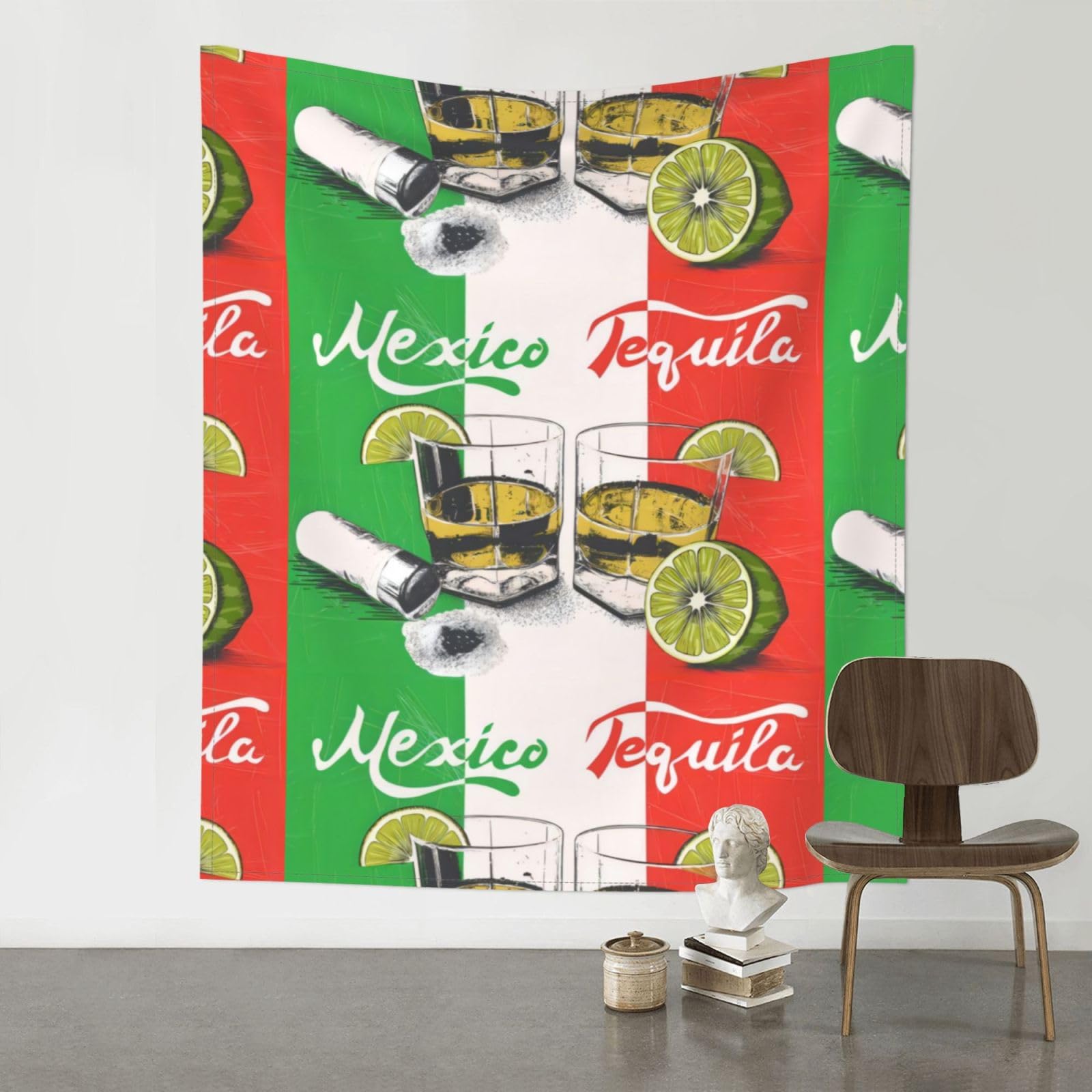 YYHWHJDE Mexico Flag And Tequila Prints 60x51in Wall Tapestry – Elevate Your Space with a Versatile & Cozy Throw Blanket for Dorms, Beach & Home