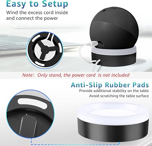 Miniatura 5 de Soporte para Echo Dot 4ª/5ª generación, soporte de mesa con guía de luz, efecto de luz mejorado, accesorios Dot 4/5 que ahorran espacio con gestión