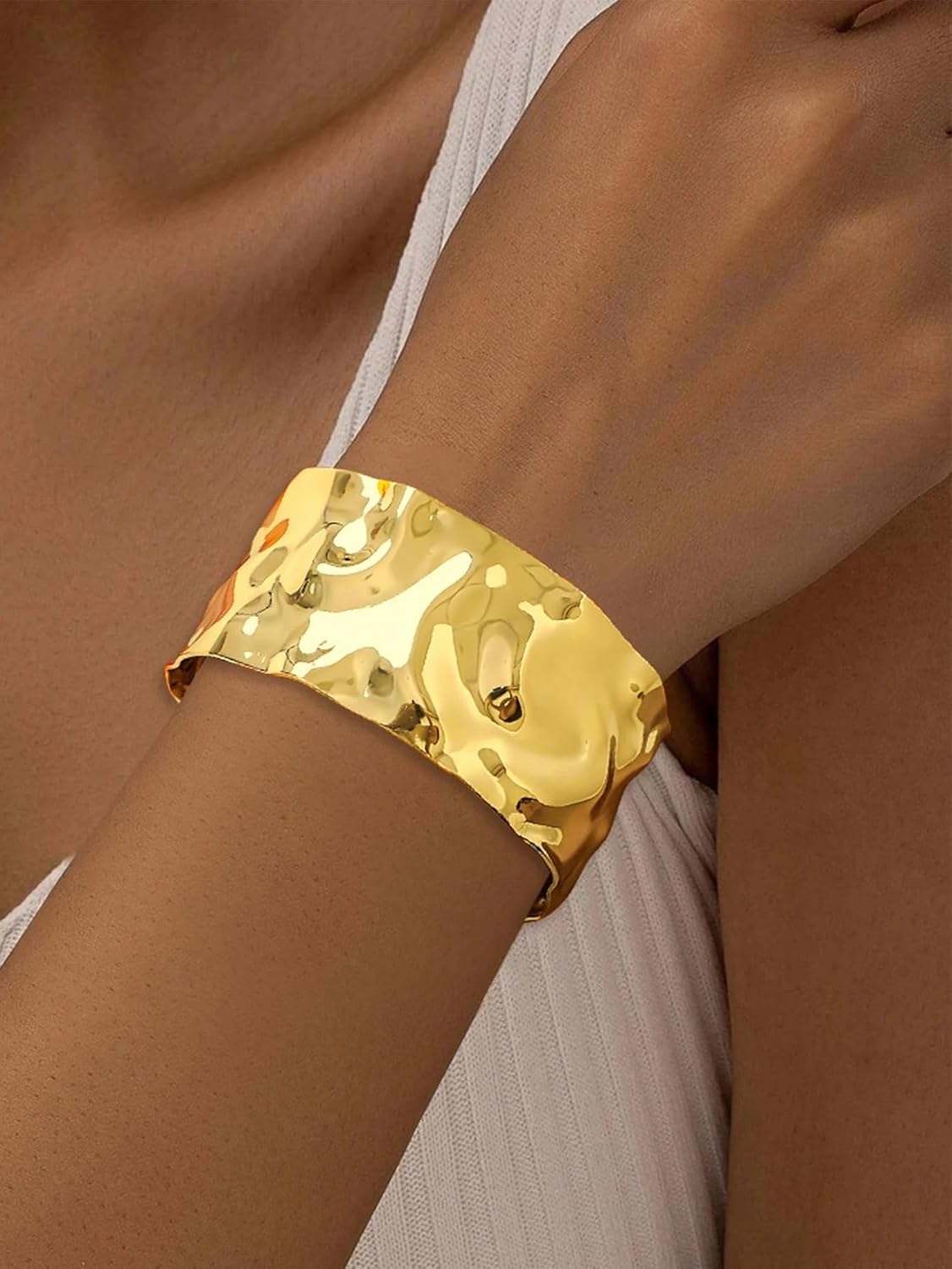 17 MILE Chunky Gold Bangle Bracelets for Women, 14K Gold Plated Statement Arm Cuff Bracelet Set, Chunky Bangle Stack for Women Jewelry Gifts - Image 5