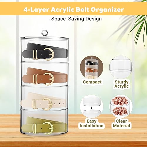 Miniatura 3 de Organizador de cinturón acrílico de 4 capas  Caja de almacenamiento transparente para armario y cajón para cinturones, joyas, relojes y accesorios