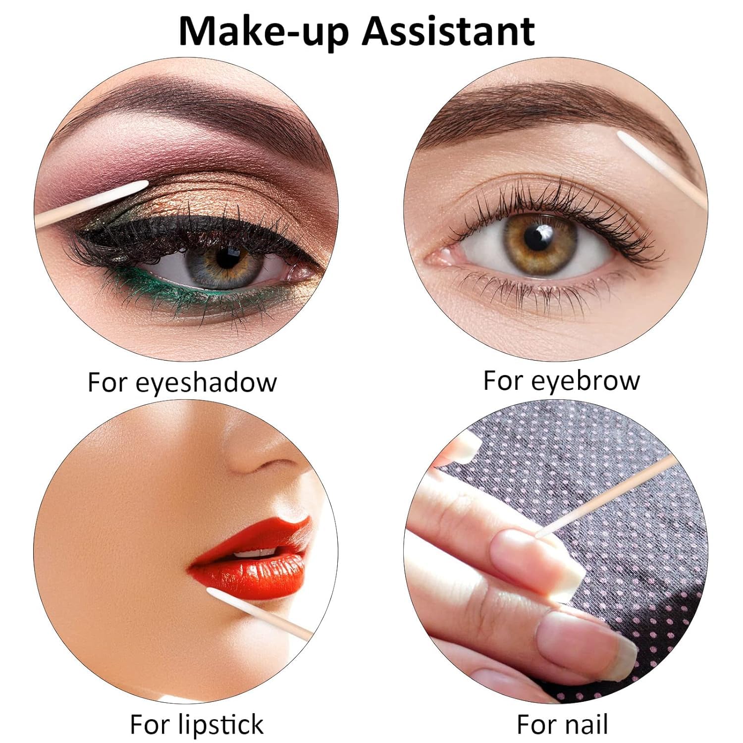 kissxiaoya 1200 hisopos de algodón Microblading, hisopos de punta doble, punta de precisión multiusos, palos de madera para maquillaje, suministros permanentes para tatuajes