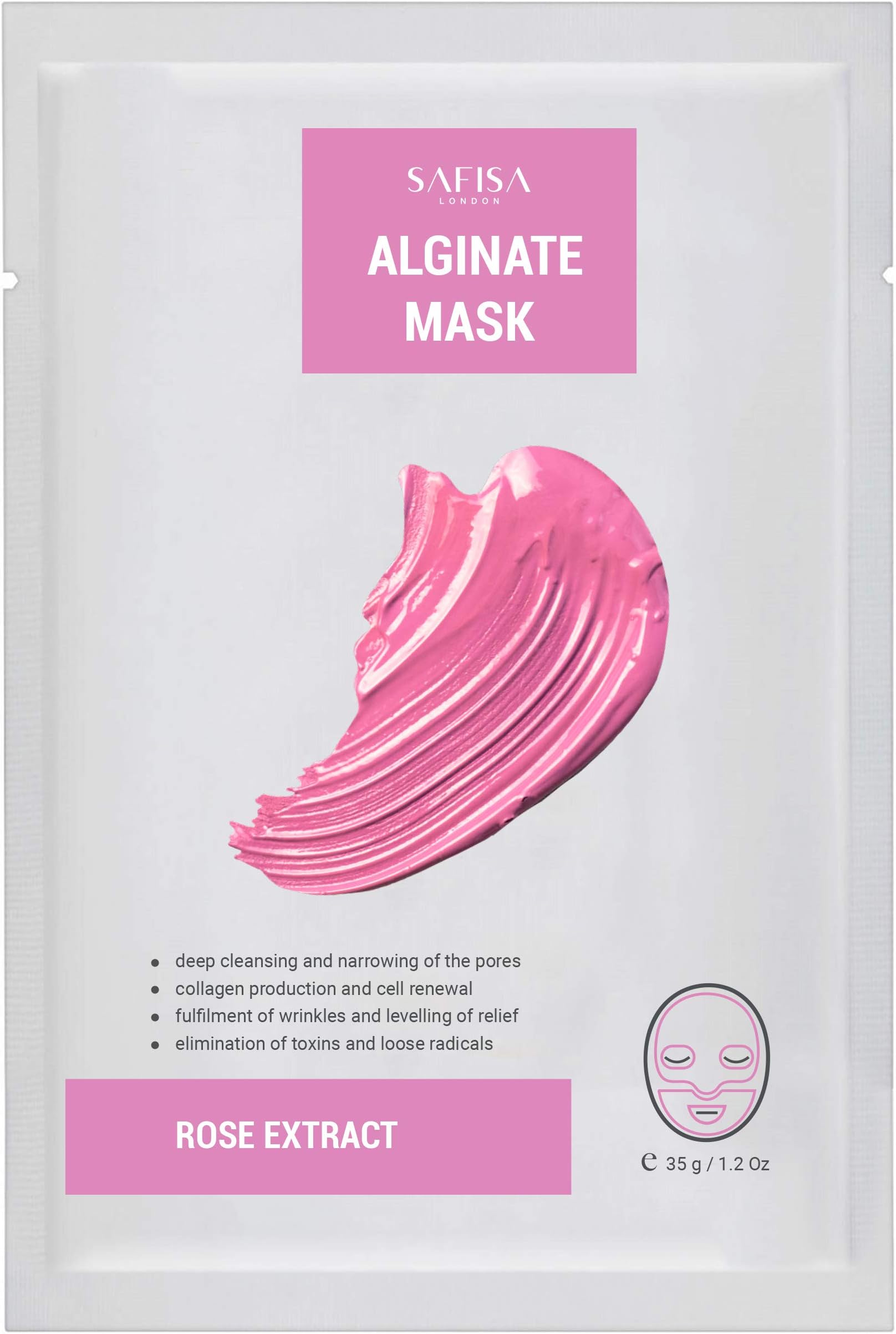 SAFISA Rose Essence Alginate Mud Mask 35g | Pore Minimizer | 100% Natural Ingredients | Blackhead Removal & Pore Cleaner | Korean Skincare Formula | Clay Mask Vitamin C, E | All Skin Types