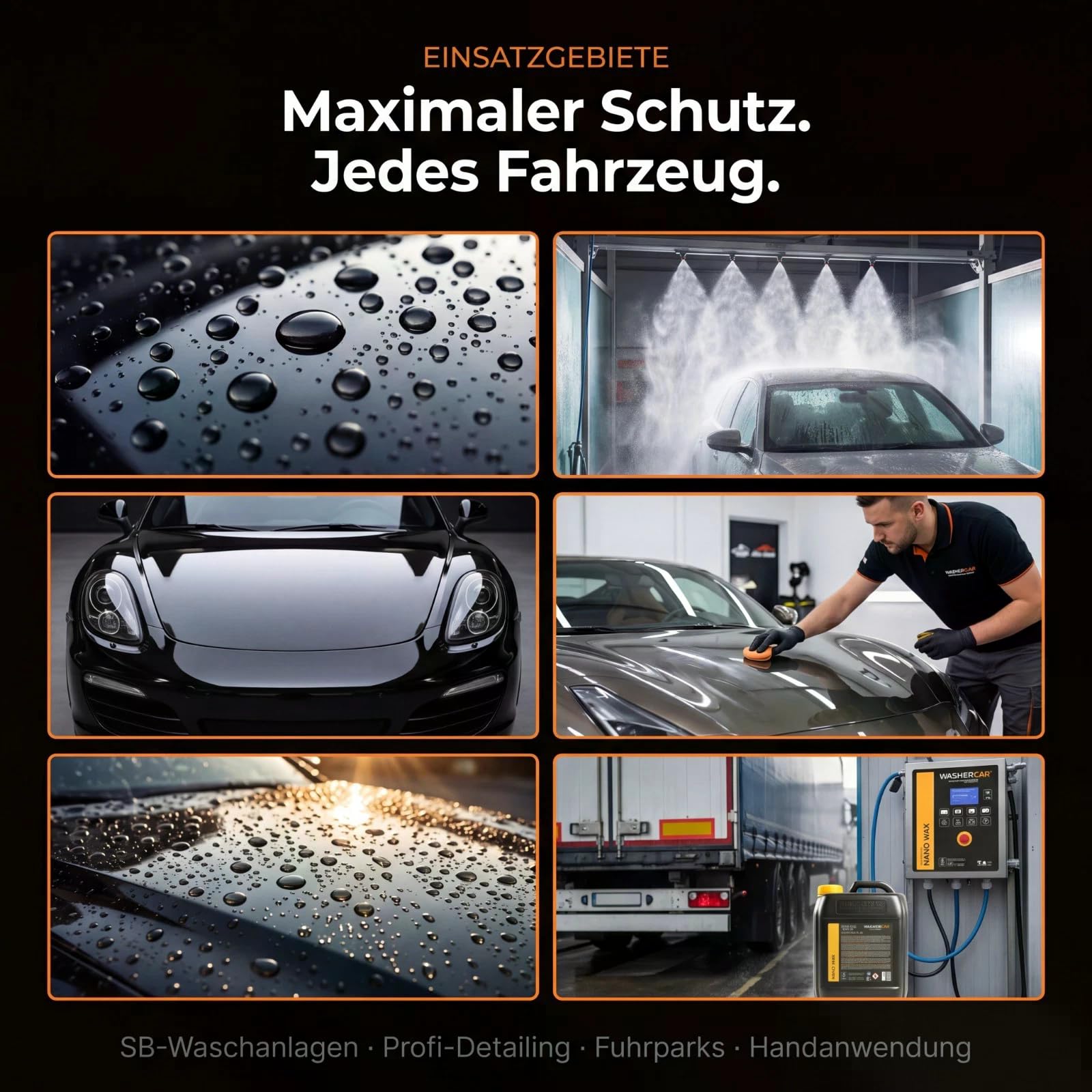 WasherCar Autowachs Konzentrat 5L – Polymerwachs & Nanowachs | Lackversiegelung mit Lotus-Effekt & Abperleffekt | Trocknungswachs & Schnellwachs | Foam Cannon & Hochdruckreiniger | Made in Europe