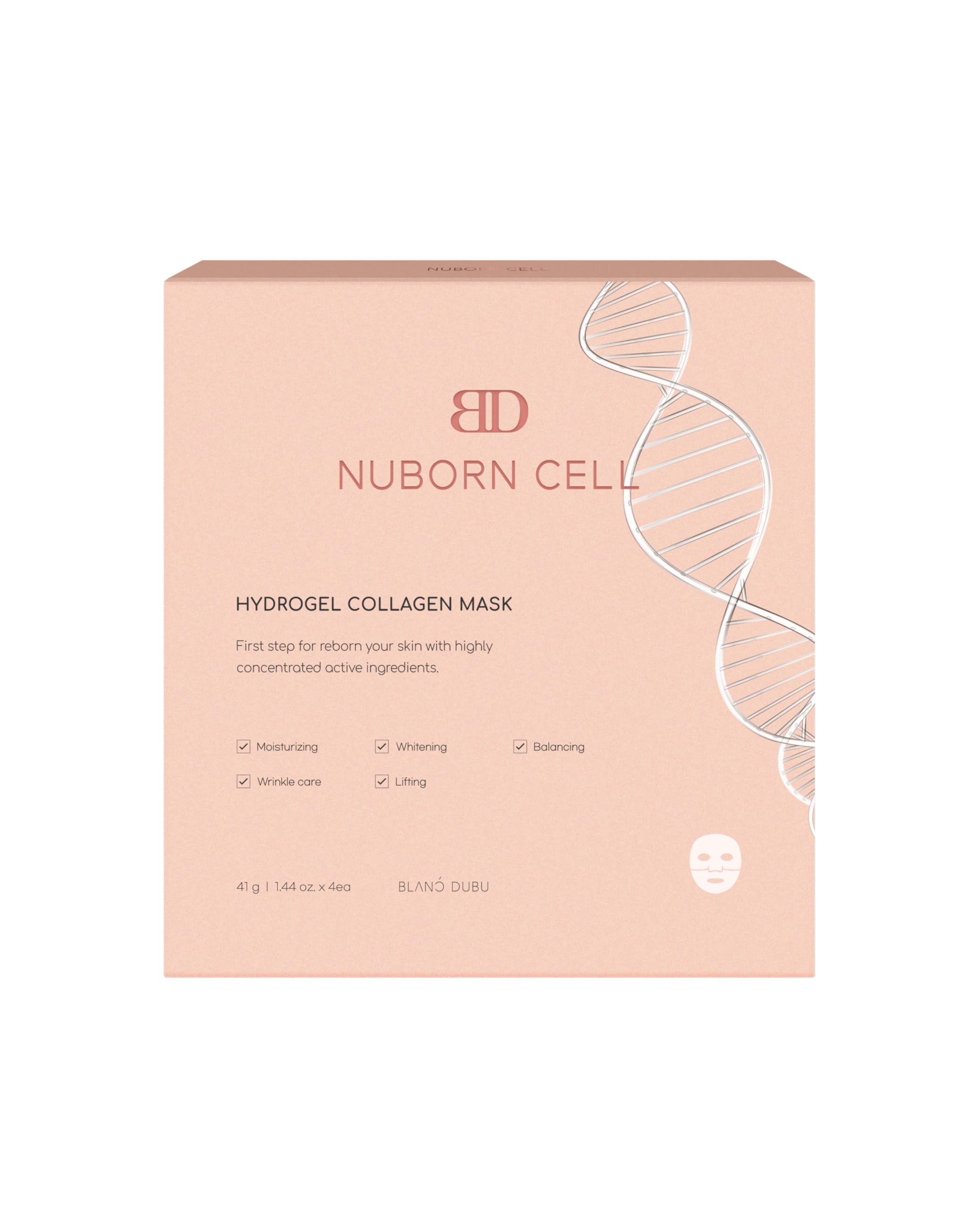 Nuborn Cell Hydrogel Collagen Mask | Hydrating Face Masks with Peptides & Hyaluronic Acid | Collagen Face Mask Overnight for Glass Skin | Face Masks Korean (4-Pack)