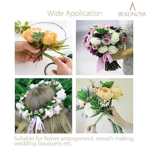 Miniatura 5 de BEADNOVA Cinta floral de 12 pulgadas, mezcla de cinta floral verde oscuro para ramos, arreglos florales, envoltura de tallo (verde oscuro y verde