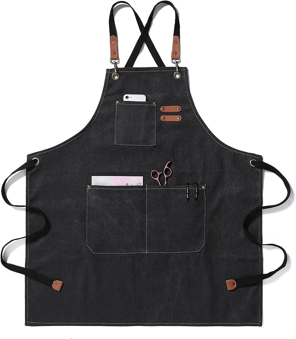 Kitchen Chef Aprons for Women and Men with 3 Pockets for Cooking BBQ Bib Work