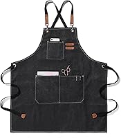 Vista 5 de Kitchen Chef Aprons for Women and Men with 3 Pockets for Cooking BBQ Bib Work Azul