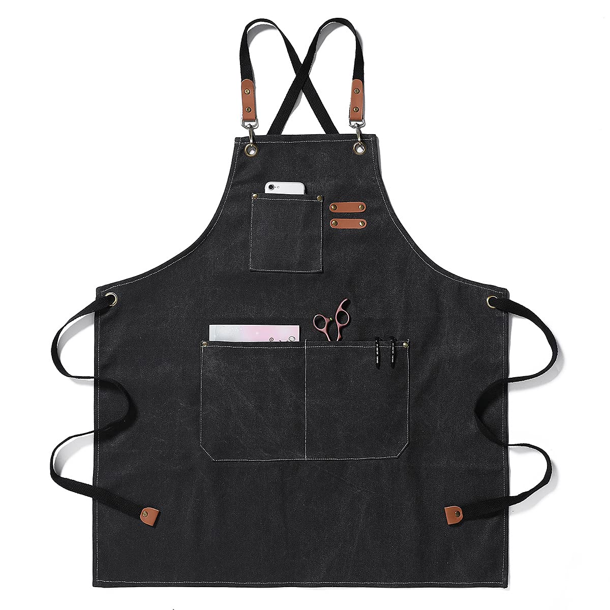 Duogoo Kitchen Chef Aprons for Women and Men with 3 Pockets for Cooking BBQ Bib Work