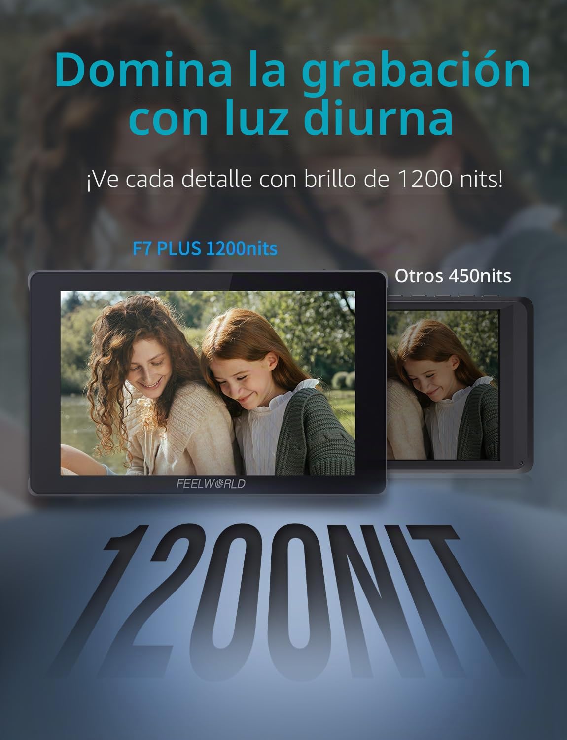 FEELWORLD F7 Plus Monitor de Campo para cámara de 7 Pulgadas y 1200nits con batería y Bolsa F750 Pantalla táctil 3D Lut Forma de Onda F970 Kit de instalación y alimentación 4K 60Hz HDMI